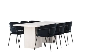 Rektangul är matgrupp Venture Home Svart Vit 6st - Møbler - Bord - Spisegruppe