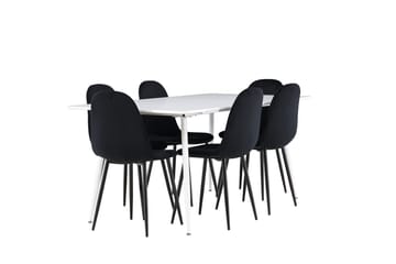 Rektangulär matgrupp Venture Home Svart Vit 6st - Møbler - Bord - Spisegruppe