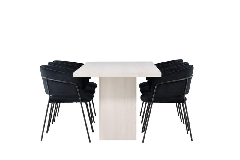 Rektangulär matgrupp Venture Home Svart Vit 6st - Møbler - Bord - Spisegruppe