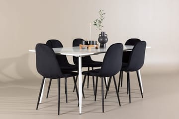 Rektangulär matgrupp Venture Home Svart Vit 6st - Møbler - Bord - Spisegruppe