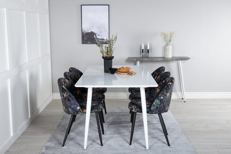 Rektangulär matgrupp Venture Home Svart Vit 6st - Møbler - Bord - Spisegruppe