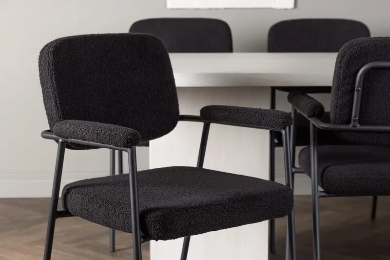 Rektangulär matgrupp Venture Home Svart Vit 6st - Møbler - Bord - Spisegruppe