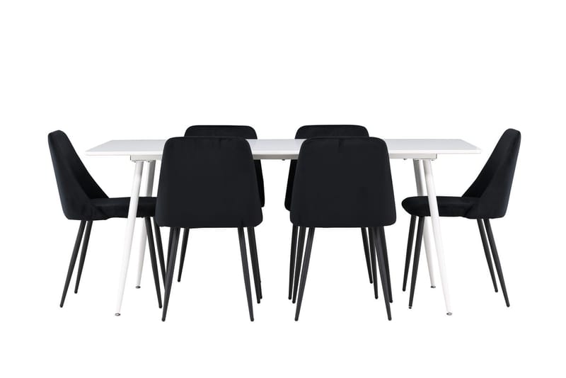Rektangulär matgrupp Venture Home Svart Vit 6st - Møbler - Bord - Spisegruppe