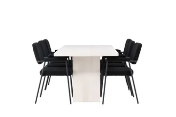 Rektangulär matgrupp Venture Home Svart Vit 6st - Møbler - Bord - Spisegruppe