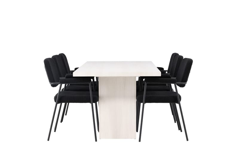 Rektangulär matgrupp Venture Home Svart Vit 6st - Møbler - Bord - Spisegruppe