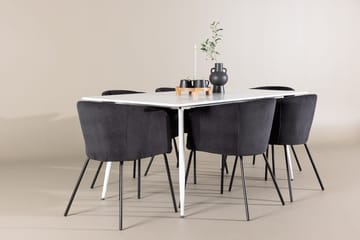 Rektangulär matgrupp Venture Home Svart Vit 6st - Møbler - Bord - Spisegruppe