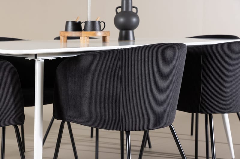 Rektangulär matgrupp Venture Home Svart Vit 6st - Møbler - Bord - Spisegruppe