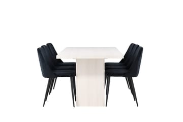 Rektangulär matgrupp Venture Home Svart Vit 6st - Møbler - Bord - Spisegruppe