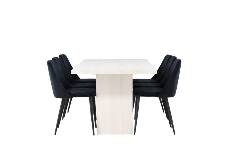 Rektangulär matgrupp Venture Home Svart Vit 6st - Møbler - Bord - Spisegruppe