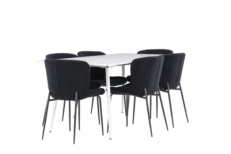 Rektangulär matgrupp Venture Home Svart Vit 6st - Møbler - Bord - Spisegruppe