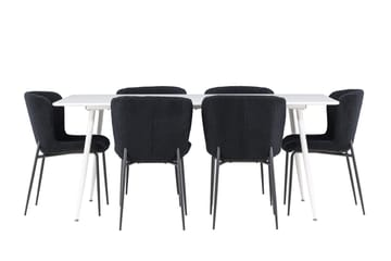 Rektangulär matgrupp Venture Home Svart Vit 6st - Møbler - Bord - Spisegruppe