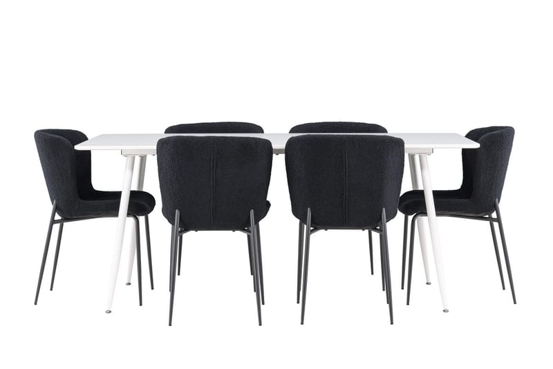Rektangulär matgrupp Venture Home Svart Vit 6st - Møbler - Bord - Spisegruppe