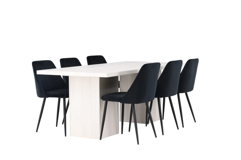 Rektangulär matgrupp Venture Home Svart Vit 6st - Møbler - Bord - Spisegruppe