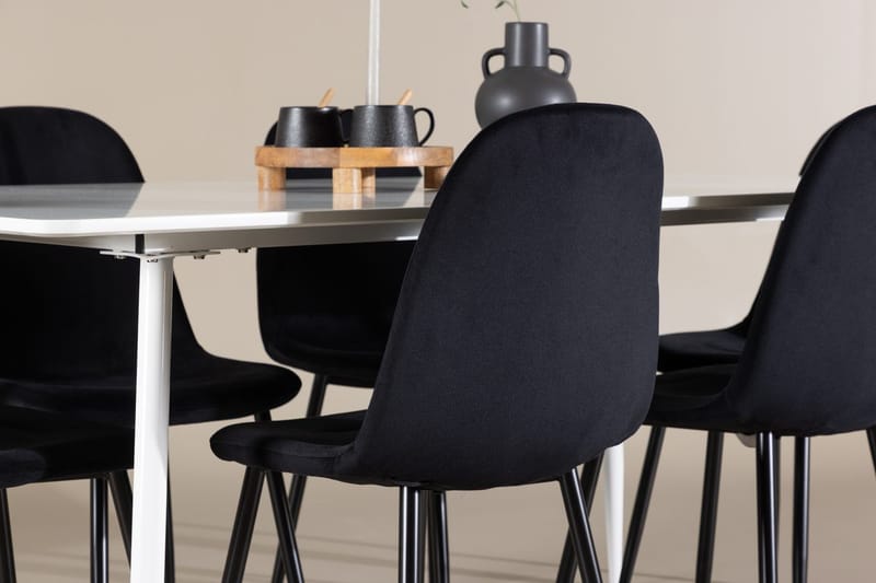 Rektangulär matgrupp Venture Home Svart Vit 6st - Møbler - Bord - Spisegruppe