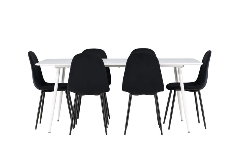 Rektangulär matgrupp Venture Home Svart Vit 6st - Møbler - Bord - Spisegruppe