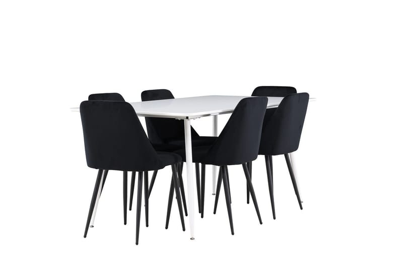 Rektangulär matgrupp Venture Home Svart Vit 6st - Møbler - Bord - Spisegruppe