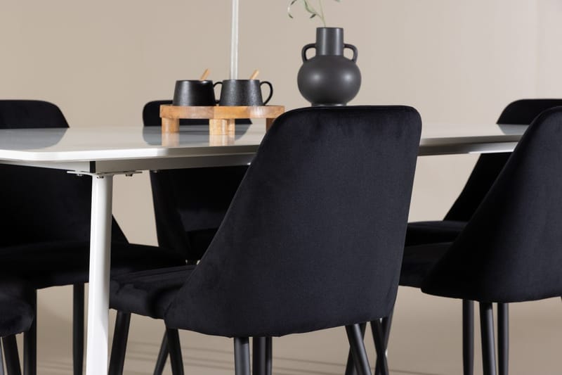 Rektangulär matgrupp Venture Home Svart Vit 6st - Møbler - Bord - Spisegruppe