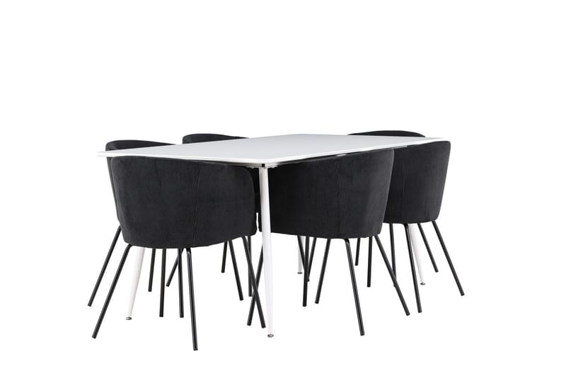 Rektangulär matgrupp Venture Home Svart Vit 6st - Møbler - Bord - Spisegruppe