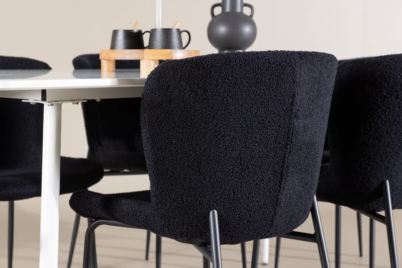 Rektangulär matgrupp Venture Home Svart Vit 6st - Møbler - Bord - Spisegruppe