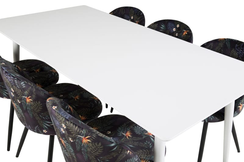 Rektangulär matgrupp Venture Home Svart Vit 6st - Møbler - Bord - Spisegruppe