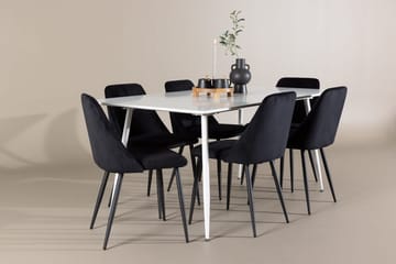 Rektangulär matgrupp Venture Home Svart Vit 6st - Møbler - Bord - Spisegruppe