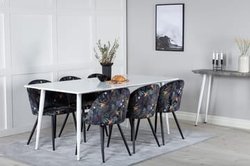 Rektangulär matgrupp Venture Home Svart Vit 6st - Møbler - Bord - Spisegruppe