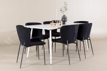Rektangulär matgrupp Venture Home Svart Vit 6st - Møbler - Bord - Spisegruppe