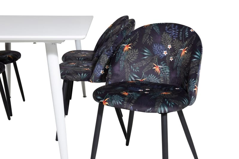 Rektangulär matgrupp Venture Home Svart Vit 6st - Møbler - Bord - Spisegruppe