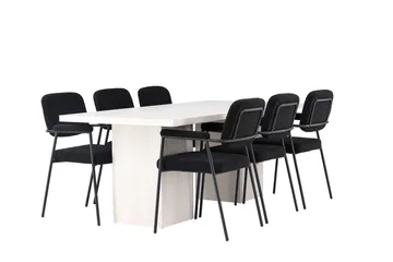Rektangul är matgrupp Venture Home Svart Vit 6st - Møbler - Bord - Spisegruppe
