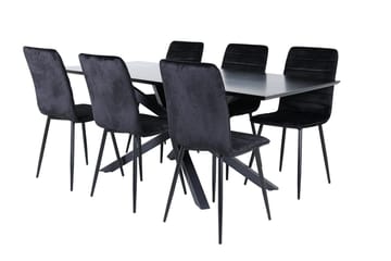 Rektangulär matgrupp Venture Home Svart - Møbler - Bord - Spisegruppe