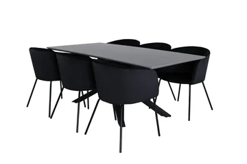 Rektangulär matgrupp Venture Home Svart - Møbler - Bord - Spisegruppe
