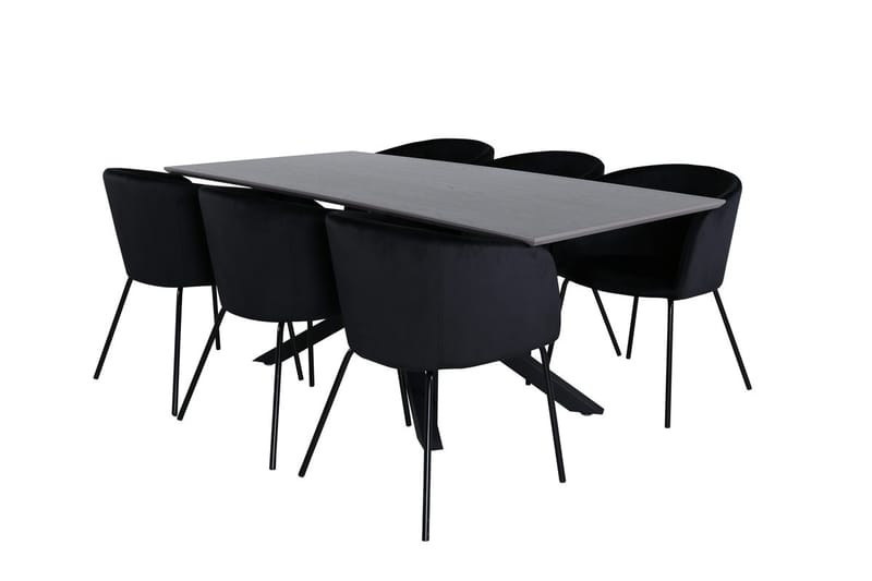 Rektangulär matgrupp Venture Home Svart - Møbler - Bord - Spisegruppe
