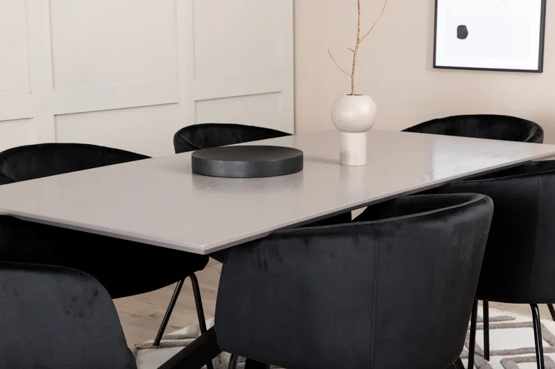 Rektangulär matgrupp Venture Home Svart - Møbler - Bord - Spisegruppe