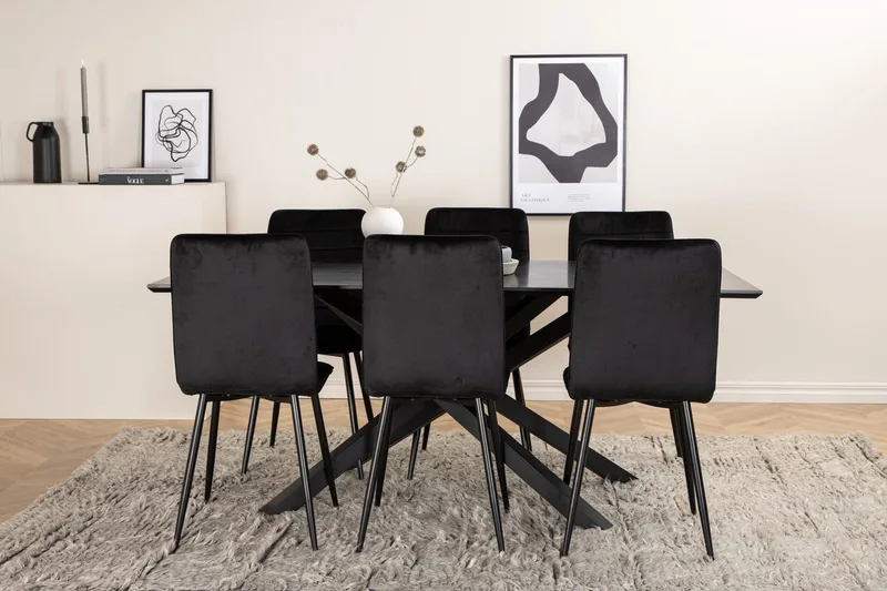 Rektangulär matgrupp Venture Home Svart