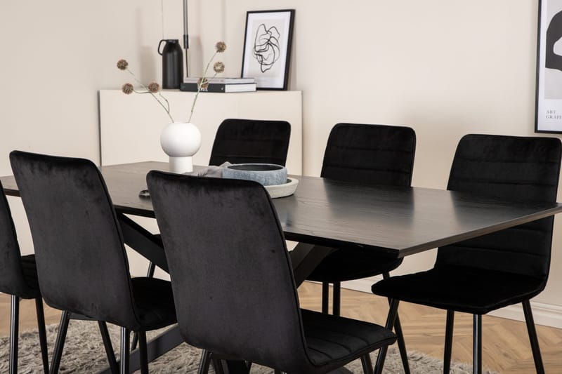 Rektangulär matgrupp Venture Home Svart - Møbler - Bord - Spisegruppe