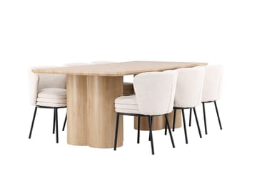 Rektangulär matgrupp Venture Home Vit Beige 6st - Møbler - Bord - Spisegruppe