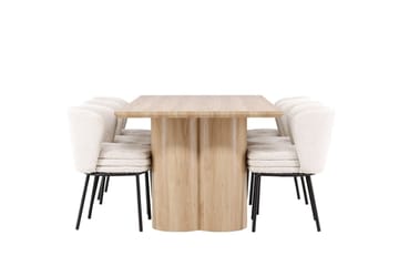 Rektangulär matgrupp Venture Home Vit Beige 6st - Møbler - Bord - Spisegruppe
