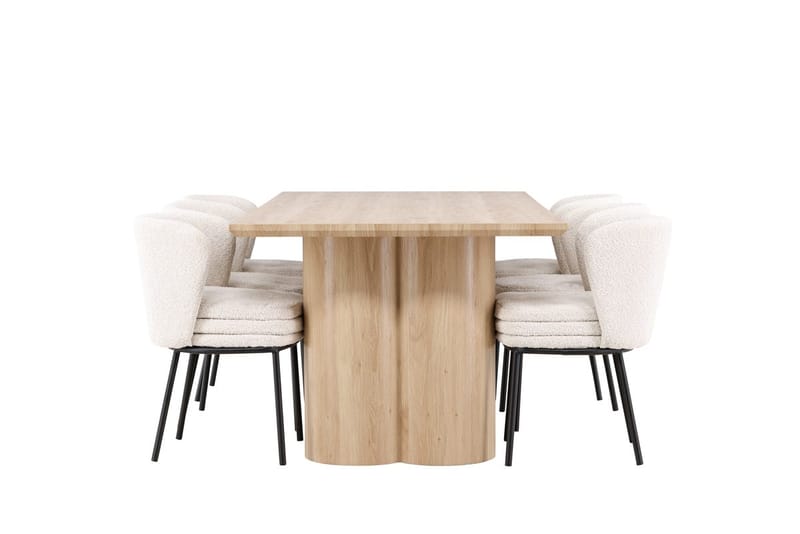 Rektangulär matgrupp Venture Home Vit Beige 6st - Møbler - Bord - Spisegruppe