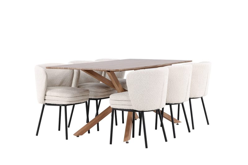 Rektangulär matgrupp Venture Home Vit Mocka 6st - Møbler - Bord - Spisegruppe