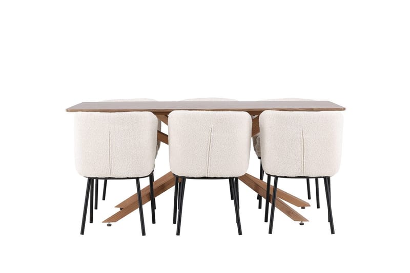 Rektangulär matgrupp Venture Home Vit Mocka 6st - Møbler - Bord - Spisegruppe