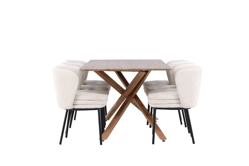 Rektangulär matgrupp Venture Home Vit Mocka 6st - Møbler - Bord - Spisegruppe
