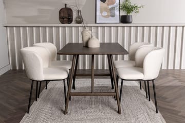 Rektangulär matgrupp Venture Home Vit Mörkbrun 4st - Mørkebrun - Møbler - Bord - Spisegruppe