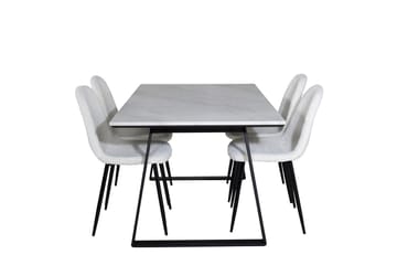 Rektangulär matgrupp Venture Home Vit Svart 4st - Møbler - Bord - Spisegruppe