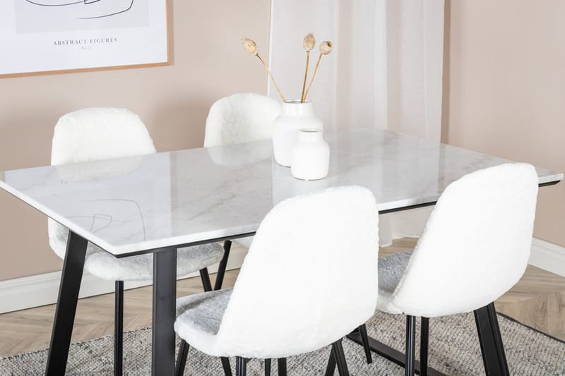 Rektangulär matgrupp Venture Home Vit Svart 4st - Møbler - Bord - Spisegruppe