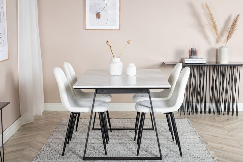 Rektangulär matgrupp Venture Home Vit Svart 4st - Møbler - Bord - Spisegruppe
