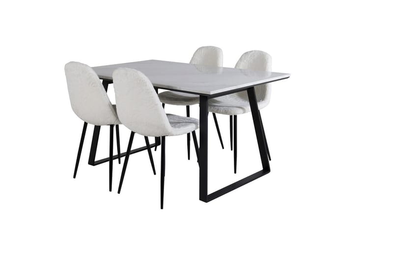 Rektangulär matgrupp Venture Home Vit Svart 4st - Møbler - Bord - Spisegruppe