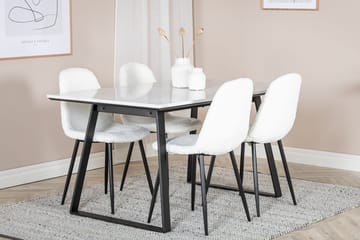 Rektangulär matgrupp Venture Home Vit Svart 4st - Møbler - Bord - Spisegruppe