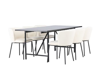 Rektangul är matgrupp Venture Home Vit Svart 6st - Møbler - Bord - Spisegruppe
