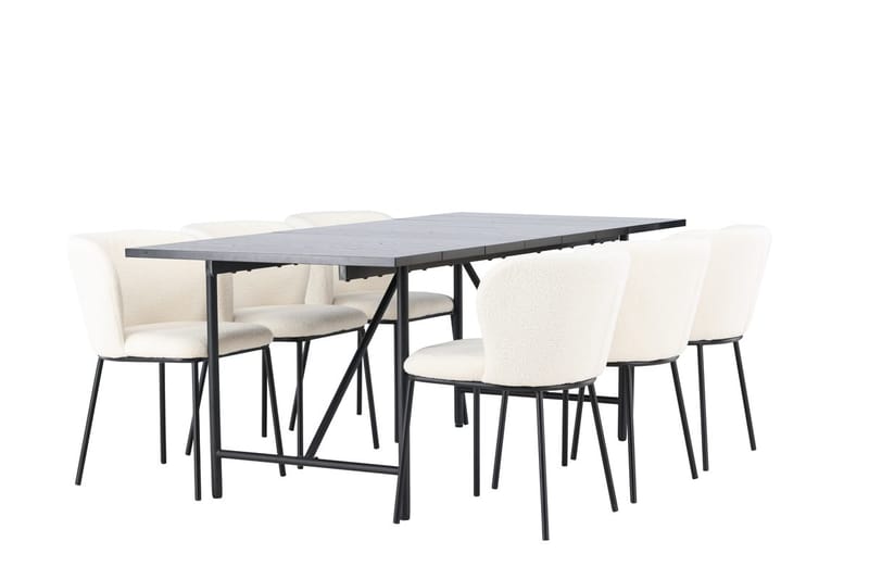 Rektangulär matgrupp Venture Home Vit Svart 6st - Møbler - Bord - Spisegruppe