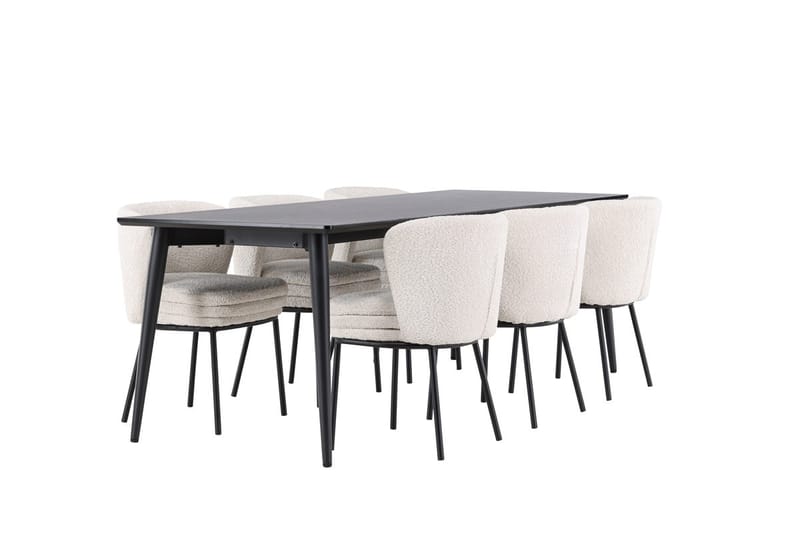 Rektangulär matgrupp Venture Home Vit Svart 6st - Møbler - Bord - Spisegruppe